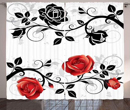 Amazon Com Red And Black Curtains By Ambesonne Abstract Backdrop