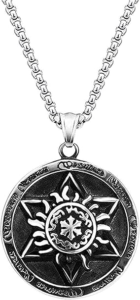 Coole Punk Kreis Retro Edelstahl Sun Star of David Anhänger Halskette