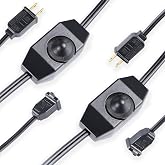 Leymays 4PCS Lamp Dimmer Switch Extension Cord Plug in Dimmer,Rotary Control for 150 Watt Dimmable Lights,Christmas Village Houses Lights Cord,Salt Light,6 ft Cord