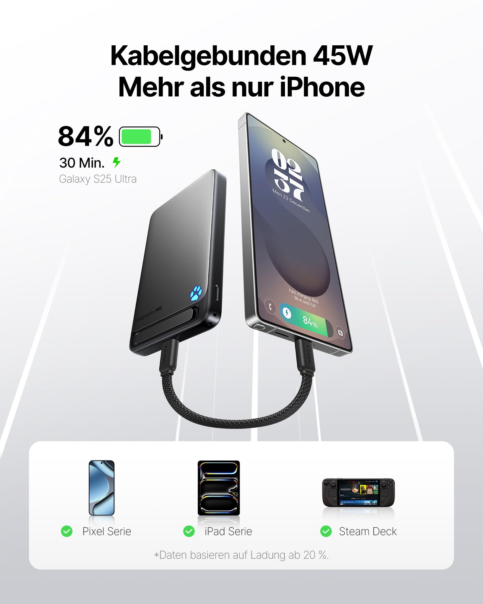 INIU Powerbank für MagSafe, Original Qi2-zertifiziertes Kabelloses Schnellladen, Ultra-schlank 10000mAh 45W Powerbank mit USB-C-Kabel & Ständer, Reise-Essential Magnetische Akkubank für iPhone 12-17 4