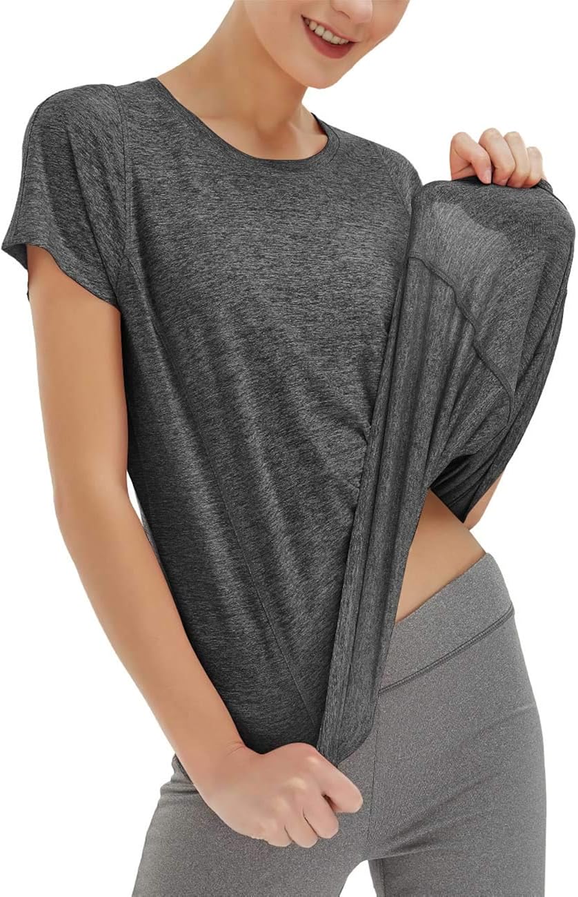 Yoga T-Shirts Womens Sports Tops Short Sleeve for Running Gym Active Wear at  Women’s Clothing store