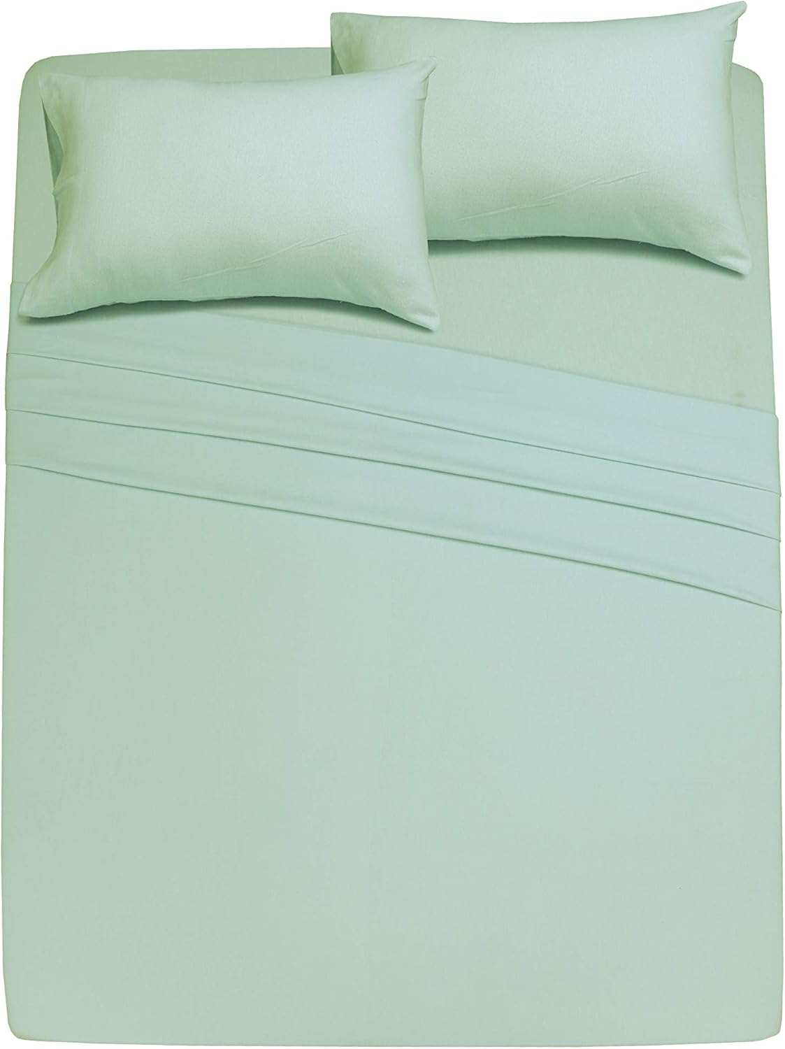 Ruvanti 100% Cotton 4 Piece Flannel Sheets King-Deep Pocket-All Seasons-Warm-Super Soft-Green-Breathable & Moisture Wicking Flannel Bed Sheet King Include Flat, Fitted Sheet & 2 Pillowcases: Home & Kitchen
