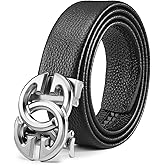 ARIMIA Fashion Mens Real Leather Ratchet Belt Black Adjustable Length Full Grain Soft Genuine Cowhide Strap 1.5 Inch Wide