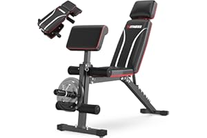 Deeliva Adjustable Weight Bench Press for Home Gym, Workout Bench with Leg Extension, Preacher Pad & Extended Headrest, Foldable Flat Incline Decline Sit-up Bench for Full Body Strength Training