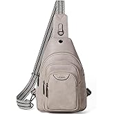 Leresas 10L Crossbody Sling Bag for Women Men Anti Theft Cross Body Fanny Pack Belt Bag Purse Gifts for Women Faux Leather, Light Grey