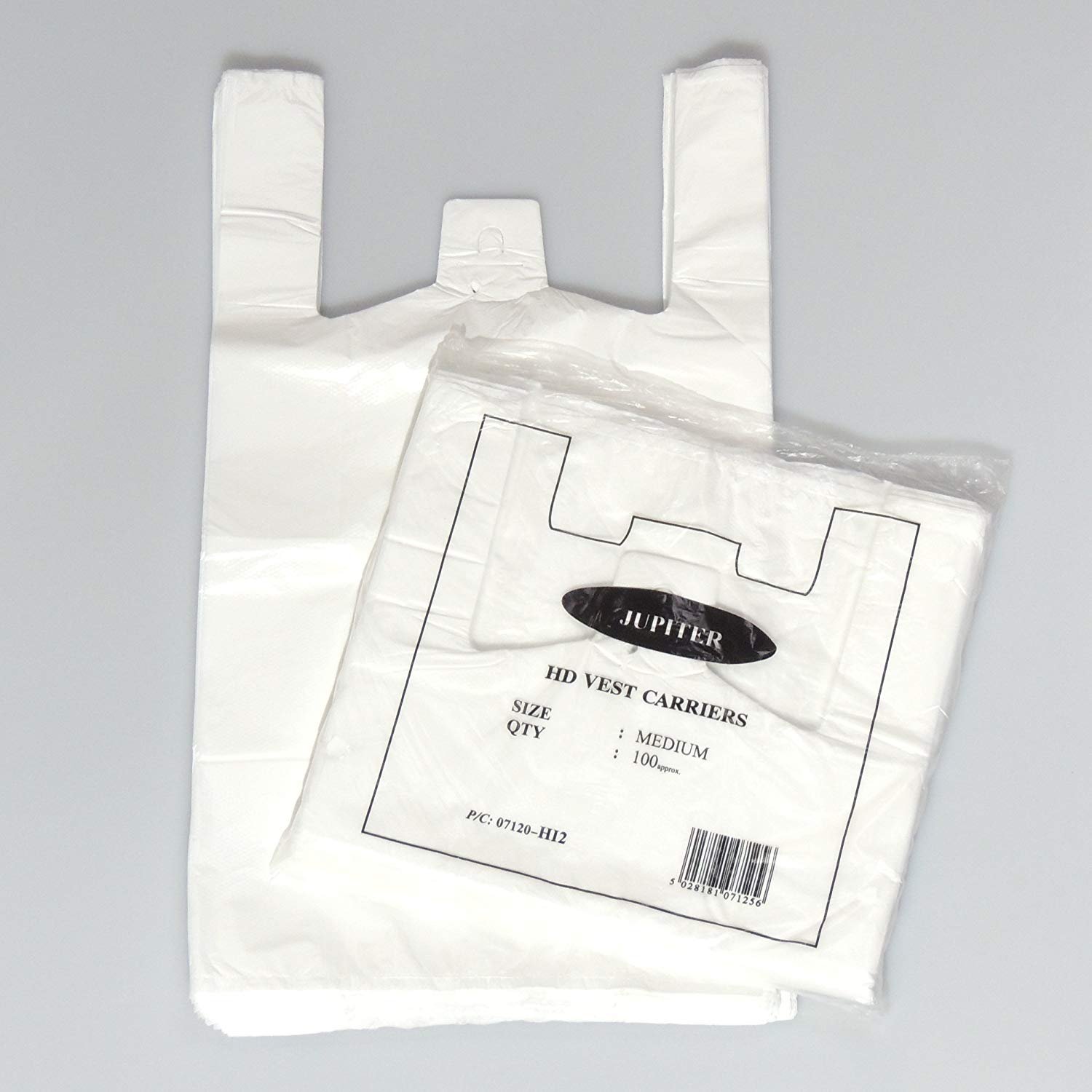 3XPlastic Vest Style Plastic Carrier Bags - 10" x 15" x 18" - (1 Packet = 100 Bags)