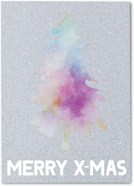 Lasse Und Lucie 10 Grusskarten Zu Weihnachten Weihnachtskarten Im Set Mit Motiv Tanne Aquarell Glitzer Format Din A6 Hochwertig Gedruckt Mit Glitzerlack Veredelt Amazon De Kuche Haushalt