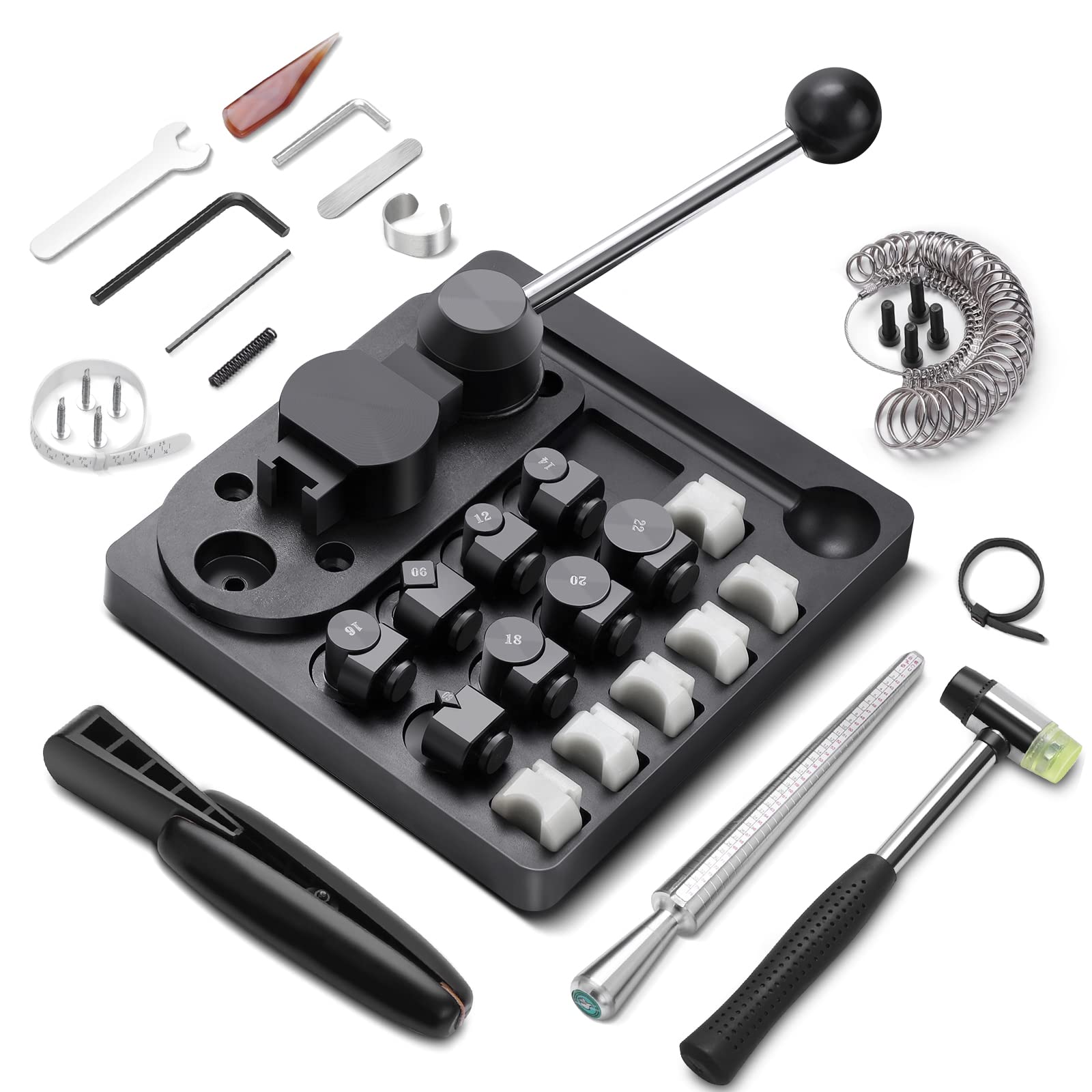 Photo 1 of Ring Bender Ring Bending Tool for Spoon Rings Jewelry Making Kit with Nylon Dies 2 Ring Blanks Ring Bending Maker Machine Sizer Measuring Tool Multi-Functional Jewelry Tool