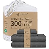 Threadmill 100% Cotton Sheets for King Size Bed | 4 Pc King Bed Sheets Set | Soft, Breathable Lightweight Damask Sateen for All-Season Use | Snug Fit Elastic Deep Pocket King Sheets | Dark Grey