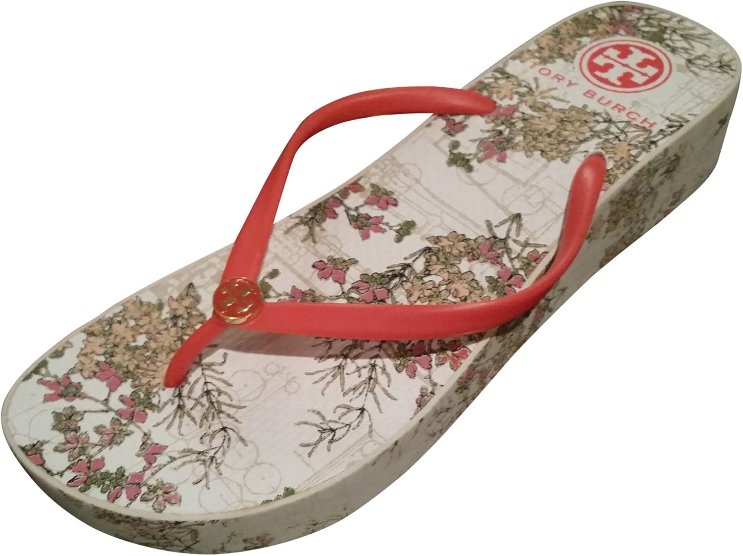 Amazon.com | Tory Burch Women's Wedge Flowers Flip Flops Sandals (9) | Flip-Flops