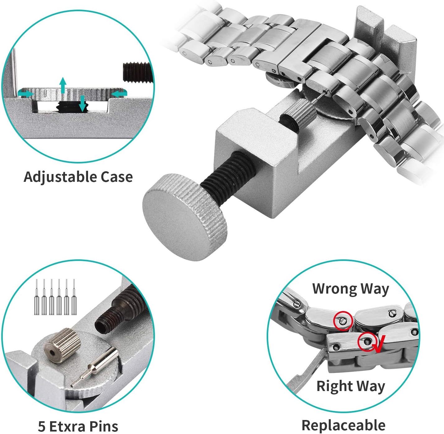 Unamela Professional Watch Repair Kit, Watch Band Tool Link Pin Remover Set, Including Watch Back Case Opener, Spring Bar and Operation Manual, Suitable for Battery Replacement and Strap Adjustment: Home Improvement