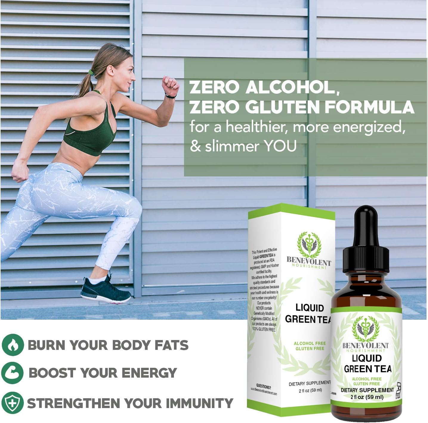 Green Tea Fat Burner - with EGCG Green Tea Extract Liquid, Max Potency for Weight Loss Support & Energy, 10 Cups of Green Tea Natural Antioxidants Polyphenols & Caffeine Non-GMO Alcohol & Gluten Free: Health & Personal Care