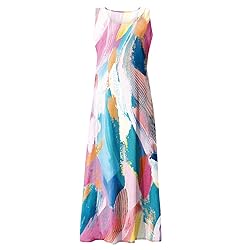 Sundresses for Women Cotton Linen Sleeveless Casual
