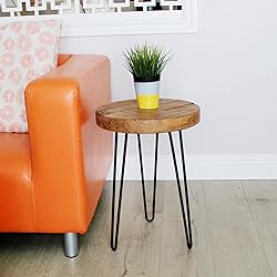 WELLAND Rustic Old Elm Wood Round End Table with