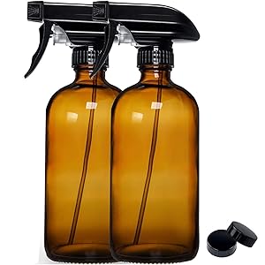 Glass Spray Bottles Amber Spray Bottle for Cleaning [Food Grade]16 oz Alcohol Spray Bottle [ 2 PACK]