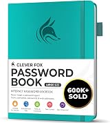 Clever Fox Password Book with Alphabetical Tabs Aquamarine Large 18x25 cm