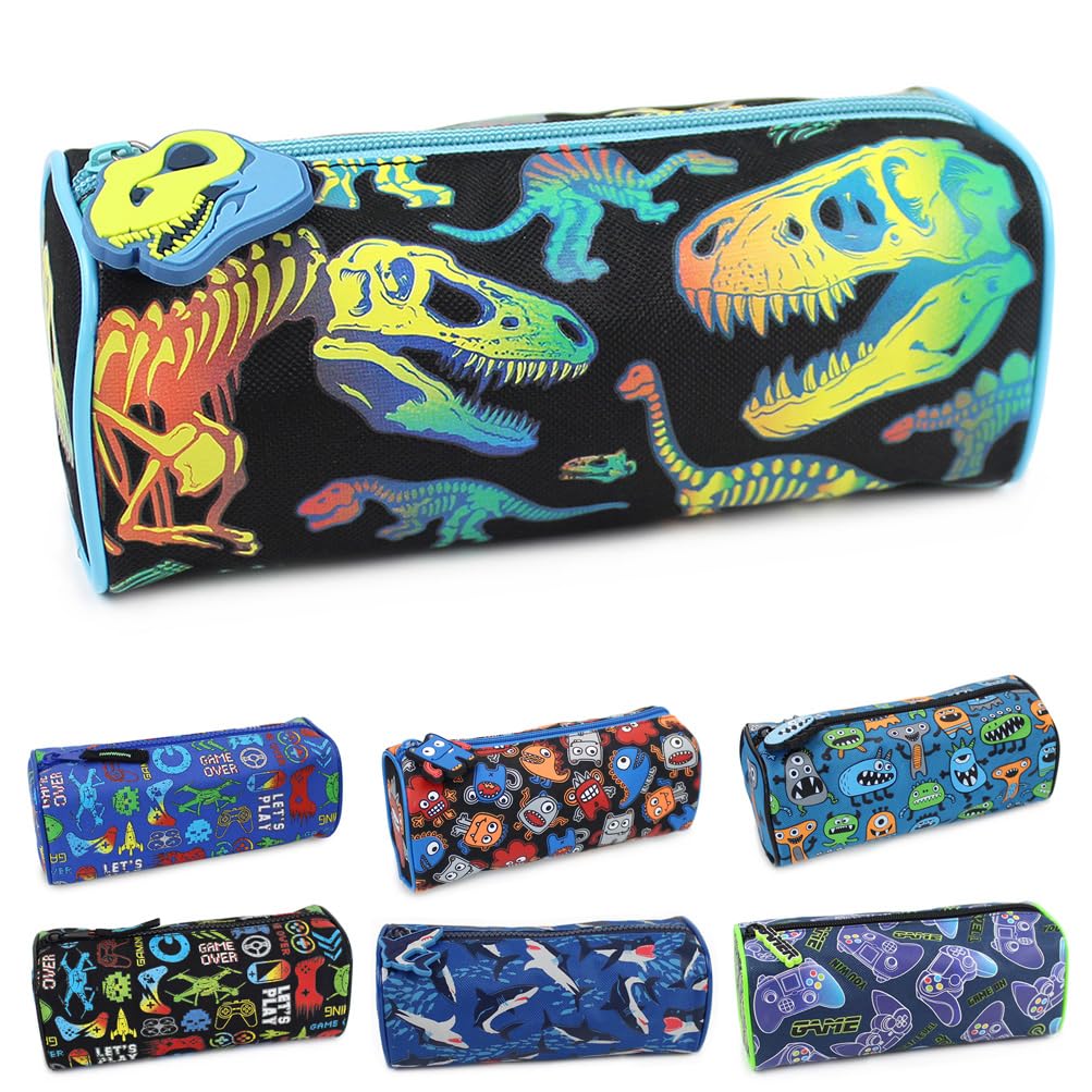 Fashion Stationery Pencil Case Boys Girls Kids Childrens Black Dinosaur Primary School Storage Pencil Cases Gifts Stocking Filler for Birthdays