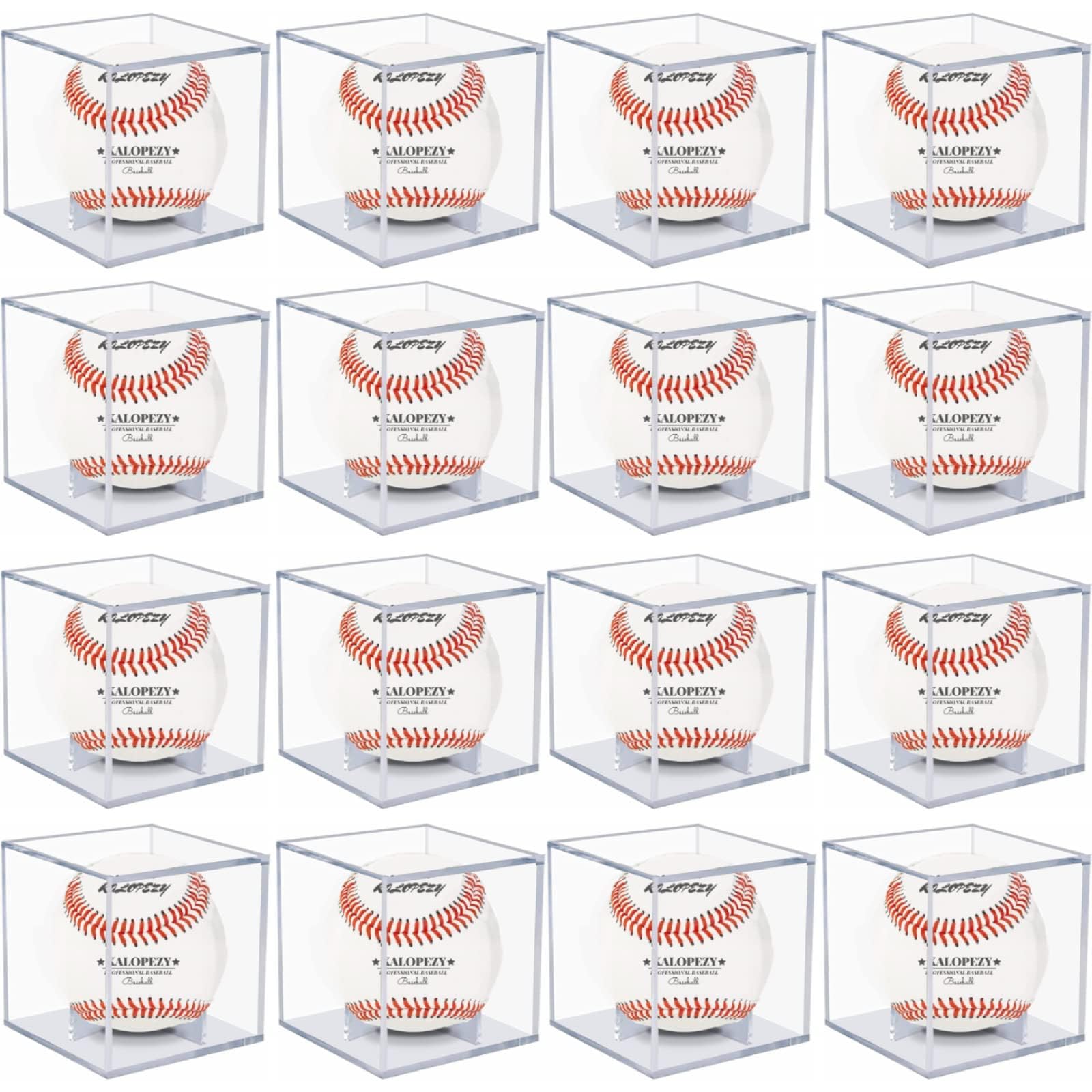 Photo 1 of KALOPEZY 16 Pack Baseball Display Case, UV Protected Acrylic Boxes for Display,Clear Display Case Baseball Cube Memorabilia Showcase Autograph Ball Protector - for Official Size Ball