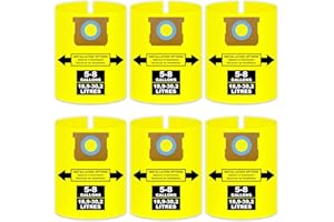 YCUVIN 5-8 Gallon Bags for Shop Vac 5, 6, 8 Gallon, 90661, 90671, Type E, Type H, VF2004, VHBS, VDBS, 9066100, 9066133, 9067100 Vacuums, High-Efficiency Disposable Collection Filter Bag, Double Layer, 6 pack