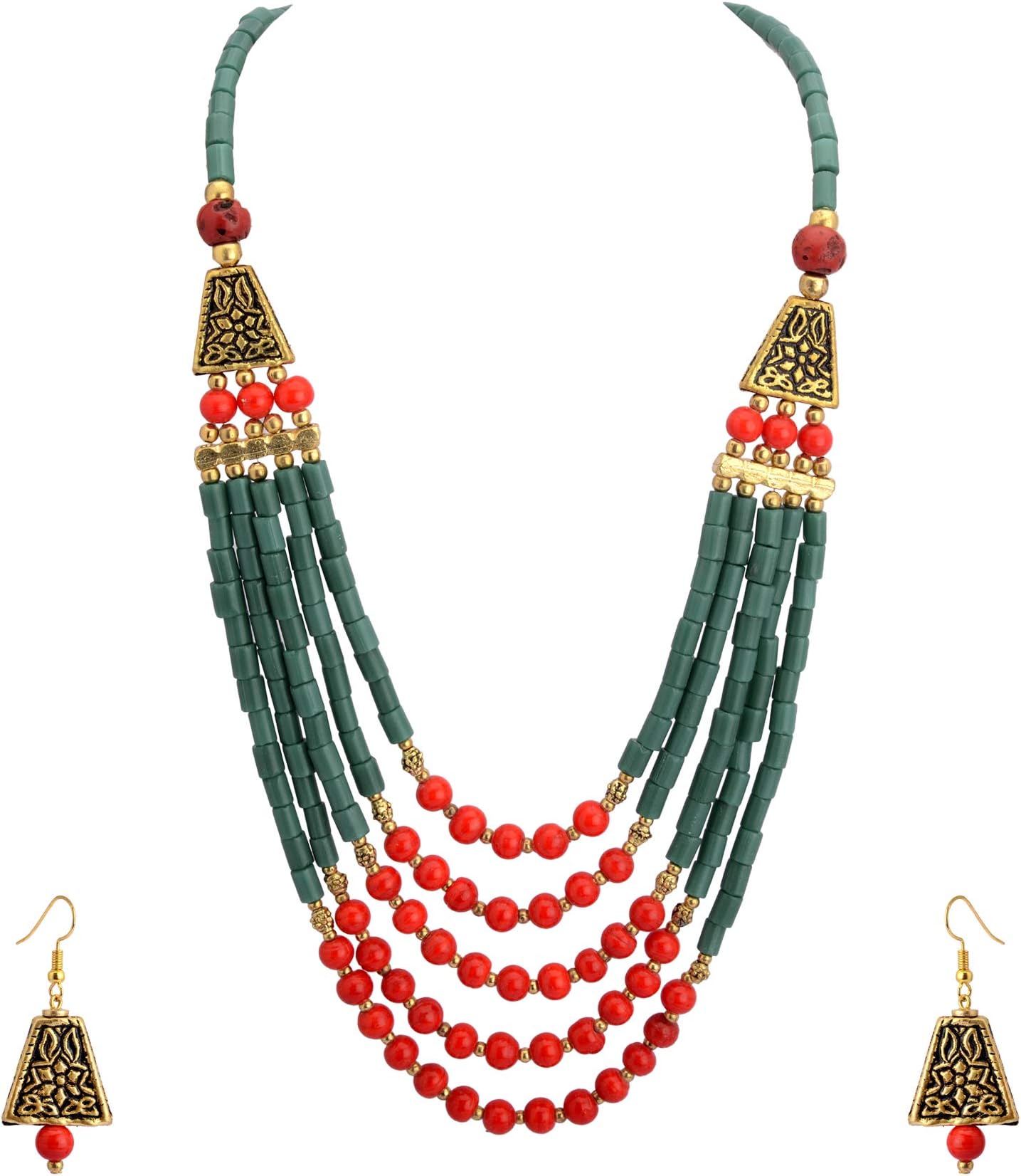 Fashion Necklace Tibetan Handmade Earring Beaded Multi Strand Jewellery Set for Women