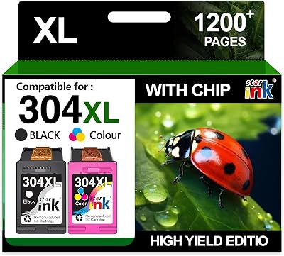Starink 304XL Black Colour Ink Cartridges Remanufactured for HP 304 XL Envy
