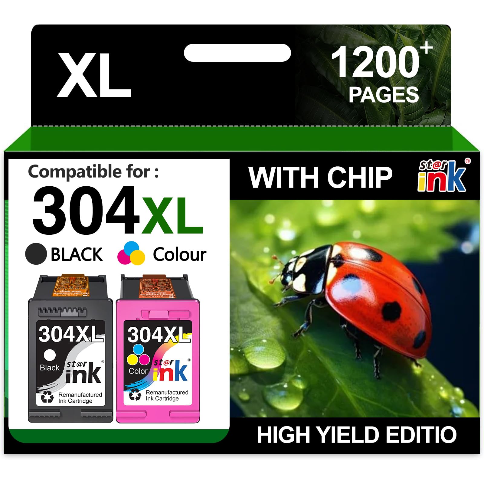 304XL Ink Cartridges Combo Pack Remanufactured for HP 304 Ink Cartridges Black and Colour, Printer Ink 304 XL for HP Envy 5010 5020 5032 5030 5000 DeskJet 3760 3762 2600 2620 2630 2633 3720 3750