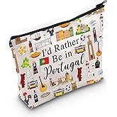 PWHAOO Portugal Trip Vacation Gift - I'd Rather Be in Portugal Makeup Bag - Heritage Cosmetic Bag - Pride Souvenir Gift
