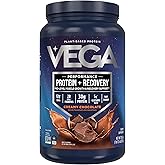 Vega Sport Vegan Protein Powder + Recovery - 30g Plant Based Protein per Serving, Chocolate, 19 Servings, 5g BCAAs, Probiotics, NSF Certified, for Shakes & Smoothies, 1.8lbs (Packaging May Vary)