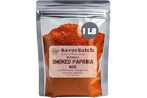 SavorSatch Smoked Paprika - Naturally Smoked Sweet Paprika, Certified Kosher, 16 Ounce (1 Pound) Resealable Pouch | Bulk Spice for Cooking, Seasoning, and Grilling