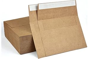 AZAZA 100 Pack, Size A2, Brown Kraft Paper Envelopes | Self Sealing Adhesive| Perfect for Weddings, RSVP, Invitations, Baby Shower,Greeting Cards,Announcements, Thank You Notes| 4.375 x5.75 Inches