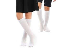 HUGH UGOLI Knee High Cotton Socks for Kids, Girls, Boys and Toddlers, Long School Uniform Socks 3-14 Years Old, 4 Pairs