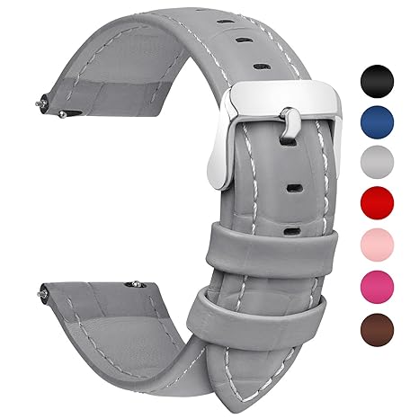 Fullmosa Uhrenarmband 20mm, Echtes Kalbsleder Uhrenarmband in 7 Farben für Mann Frau Bambus Muster Lederarmband mit Edelstahl