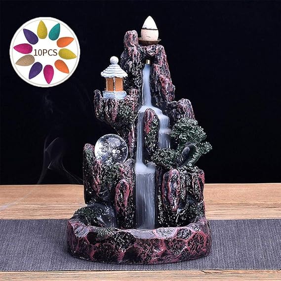 Large Backflow Incense Burner Holder Ceramic, Waterfall Mountain