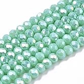 10 Strands Faceted Rondelle Glass Beads 4mm Rondelle Briolette Crystal Beads Dark Turquoise AB Color Tiny Spacers 1100pcs for Bracelets Jewelry Making