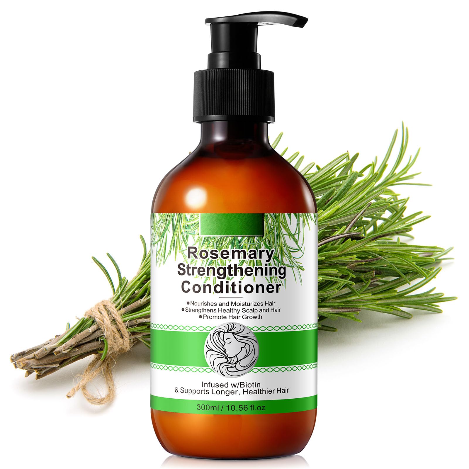 Rosemary Mint Hair Conditioner, Organic Hair Growth Conditioner with Biotin for Dry Damaged Hair, Supports Hair Strengthing, Nourishes Scalp,for Men Women, 300 ml