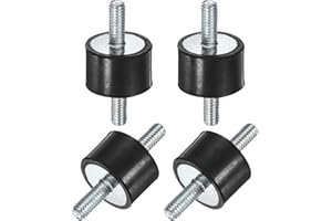 M METERXITY 4-Pack Rubber Mounts D15mmxH10mm Male Vibration Isolators Cylindrical Shock Absorber W M4 x 10mm Double Studs for Air Compressor/Car/Pump/Boat/Garage Motor/Bobbins Rubber Isolators