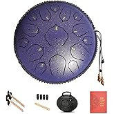 14 Inch 15 Notes D Major Steel Tongue Drum,Premium Adult's Music Hand Drum Instrument,Clean Clear Ethereal Sounds,Purple