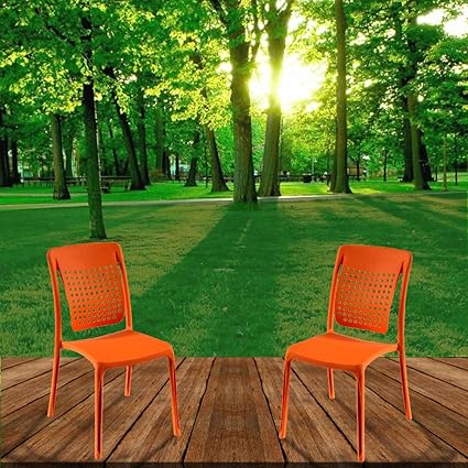Spinecare Series 2109 - By Italica Furniture With Ergonomically Designed Swingback For Complete Back Support For Indoor, Outdoor, Restaurant, Classroom And Dining Room (Matte Finish, Orange, Set of 2)