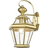 Livex Lighting 2161-02 Outdoor Wall Lantern with Clear Beveled Glass Shades, Polished Brass