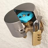 Faucet Locks Outdoor,Hose Spigot，Made of Metal Suitable for Garden Faucets,Hose BibWater Hose,Water Faucet Lock,Prevent Water Bandit(Silver with Padlock)
