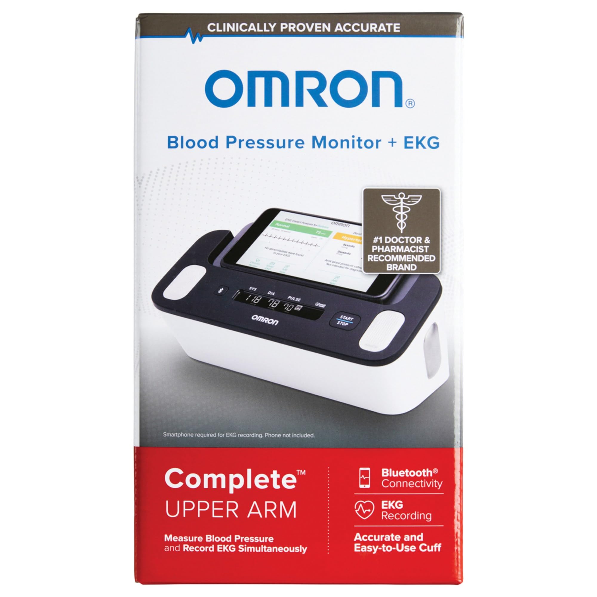Omron Complete 2-in-1 Blood Pressure Monitor + EKG for Home Use & Upper Arm Blood Pressure Cuff - #1 Doctor & Pharmacist Recommended Brand - Clinically Validated - Connect App
