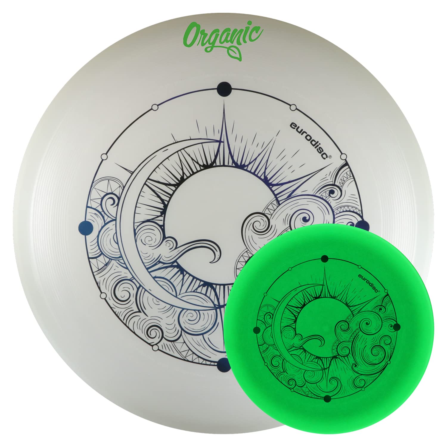 Eurodisc 175 g Nightglow Organic Ultimate Frisbee Disc Moon, Photo-luminescent Glow in the Dark (Blue)