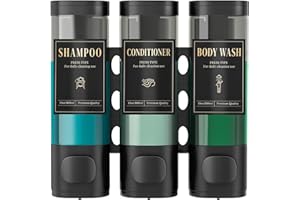 Luxspire Shampoo and Conditioner Dispenser, No Drill Wall Mounted Shower Soap Dispenser 3 Chamber with Waterproof Labels, Eas