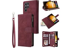 QLTYPRI Wallet Case for Samsung Galaxy S26 Ultra Case 6.9", Premium PU Leather Zipper Pocket Case with Card Holder Slots Magn