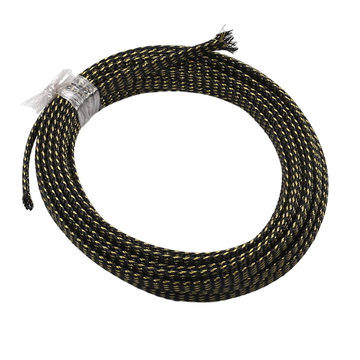 Othmro 1Pc Cable Management Sleeve, Braided Cable Tidy Black and Gold, 5m Cable Organizers Cable Protector Wire Tidy for TV/PC USB Cable, 6mm Width — image 1