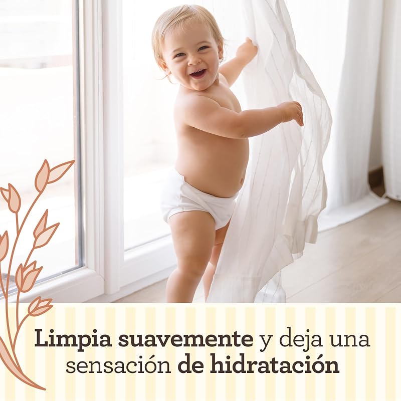 Daily Care Wipes (1 x 72 unidades), Toallitas húmedas suaves para bebés y niños, toallitas bebé con extracto de avena y aloe vera, sin perfume, sulfatos ni alcohol
