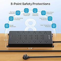 TROND Surge Protector Power Strip, 22 Widely Spaced