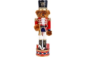 Joliyoou Christmas Nutcracker Figures, 14 Inch Wooden Nutcracker Ornaments, Large Xmas Funny Nutcracker Tabletop Festival Shelves Decorations(Bear Trumpeter)