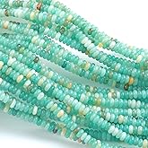 150PCS 2x4mm Natural Amazonite Rondelle Beads Abacus Disk Stone Beads Round Loose Spacer Gemstone Beads for DIY Bracelet Necklace Jewelry Making