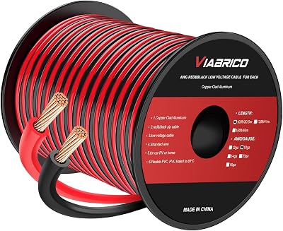 Viabrico 100 ft 18 AWG Low Voltage Wire 2 Conductor Red Black Spool